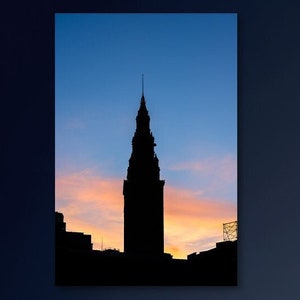 Terminal Tower Silhouette | Cleveland | Ohio | Sunset Sillhoute | Warm Tones | Architecture Print | Architecture Art | Architecture Photo