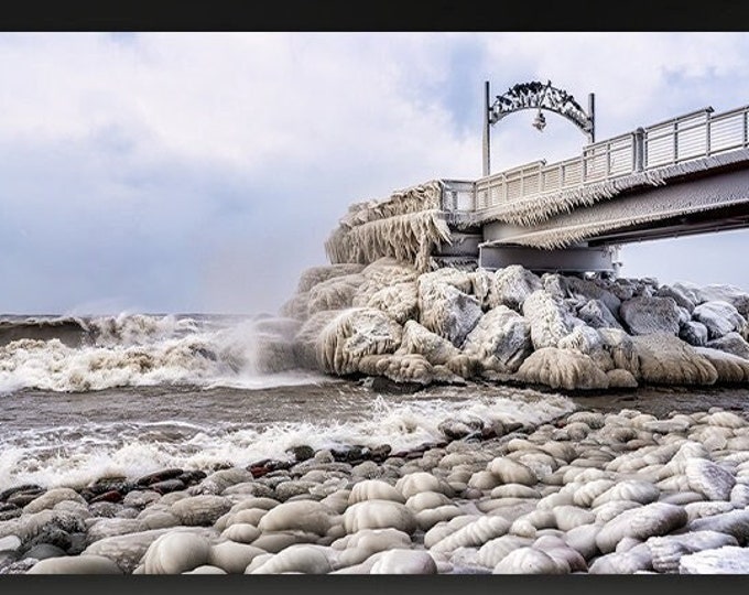 Frozen | Euclid Beach Pier in Cleveland, Ohio | Lake Erie | Great Lakes | Winter Landscape | Winter Wall Decor | Gift for Her | Ohio Winter