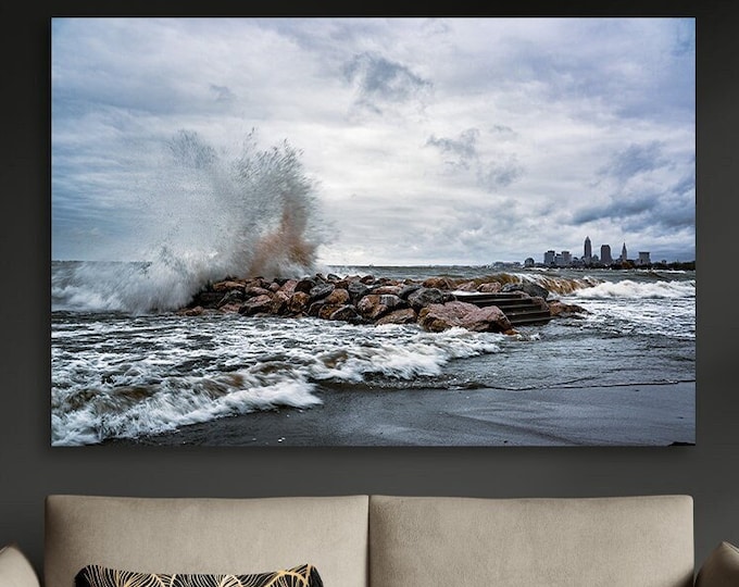 Waves - Cleveland, OH | Edgewater Beach | Lake Erie | Storm Wall Art | Moody Nautre| Photography prints | Ohio Photography | Great Lakes