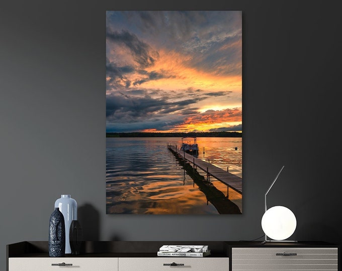 Summer Evenings  - Chippewa Lake, Ohio | Sunset Wall Art | Ohio Landscape | Peacful Art | Colorful Wall Art | Boat Wall Art | Lake Print