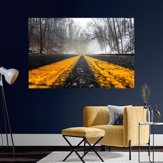 Foggy Drive Home | Cuyahoga Valley National Park | Ohio | Cleveland | Akron | National Park Art | Open Road | Road Home | Yellow Line Road