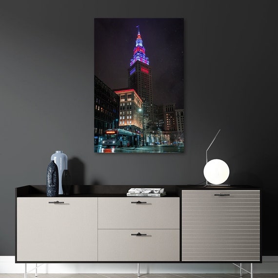 Snowy April Night - Terminal Tower in Cleveland, OH