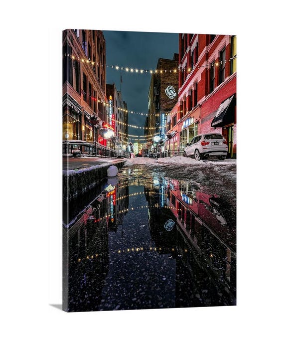 East 4th Street Canvas (Ready to Hang) - Cleveland, OH | Night Cityscape | Cleveland Art | Cleveland Wall Art