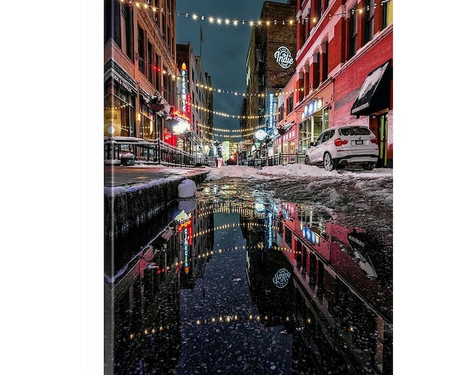 East 4th Street Canvas (Ready to Hang) - Cleveland, OH | Night Cityscape | Cleveland Art | Cleveland Wall Art