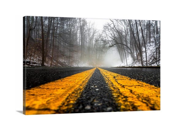 Foggy Drive Home Canvas (Ready to Hang) | Cuyahoga Valley National Park | Ohio | Cleveland | Akron | National Park Art | Open Road |