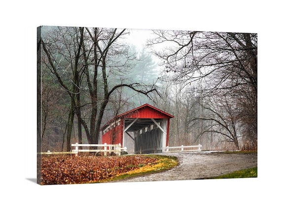 Everett Covered Bridge Canvas (Ready to Hang) |  Cuyahoga Valley National Park | Ohio | Farm Print | Bridge Photo | Bridge Art | Akron |