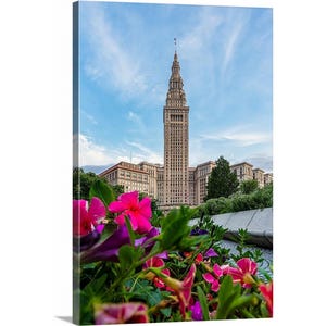 Summer in the Square Canvas (Ready to Hang) | Terminal Tower in Cleveland, Ohio | Skyscraper Wall Art | Downtown Cleveland | City Art Print
