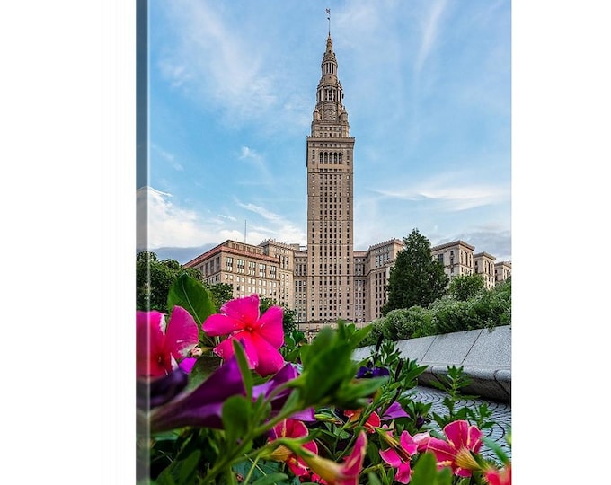 Summer in the Square Canvas (Ready to Hang) | Terminal Tower in Cleveland, Ohio | Skyscraper Wall Art | Downtown Cleveland | City Art Print