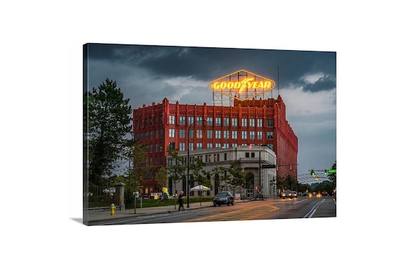 Goodyear Sign Canvas - Ready to Hang | Akron Art | Akron Decor | Street Photography | Ohio Prints | Fine Art Ohio | Ohio Canvas | Ohio Art