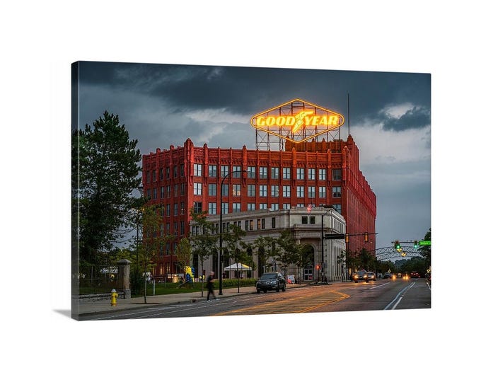 Goodyear Sign Canvas - Ready to Hang | Akron Art | Akron Decor | Street Photography | Ohio Prints | Fine Art Ohio | Ohio Canvas | Ohio Art