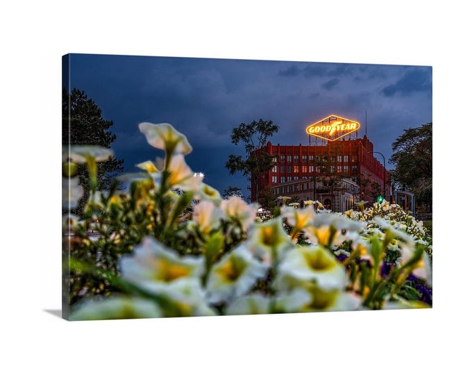 Goodyear Sign (Ready to Hang Canvas) | Akron Art | Akron Decor | Street Photography | Ohio Prints | Fine Art Ohio | Ohio Canvas | Ohio Art