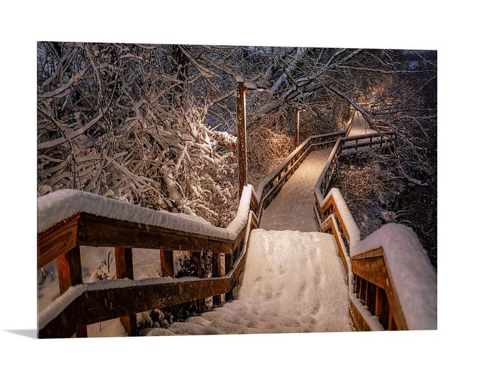 Cozy Winter Nights (Horizontal)  | Cuyahoga Falls, OH | Winterscape | Winter Wall Decor | Winter Landscape Print | Winter Art | Snowy Night