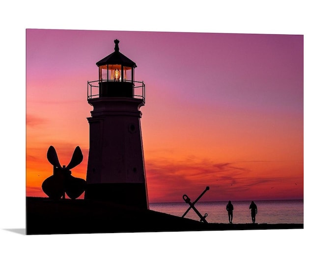 Moments - Vermillion Lighthouse, OH | Silhouette Photography | Lighthouse art | Lighthouse Decor | Lake Erie Sunset | Lighthouse photo print