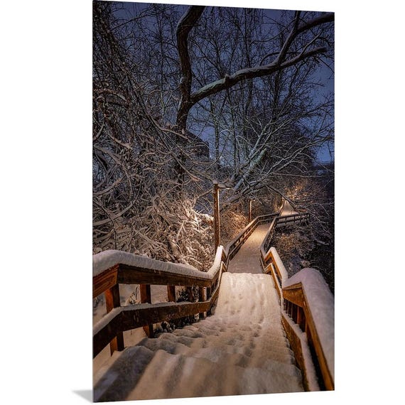 Cozy Winter Nights  | Cuyahoga Falls, OH | Winterscape | Winter Wall Decor | Winter Landscape Print | Winter Art | Snowy Night | Snow Art