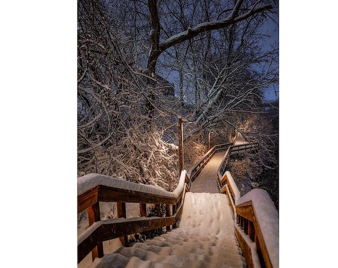 Cozy Winter Nights  | Cuyahoga Falls, OH | Winterscape | Winter Wall Decor | Winter Landscape Print | Winter Art | Snowy Night | Snow Art