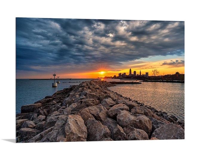 Summer Solstice - Cleveland, OH  | Lake Erie | Edgewater Beach |  Ohio Print | Great Lakes | Sunrise | Cleveland Skyline | Cleveland Art