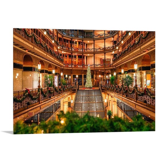 Christmas at The Old Arcade (Horizontal) | Cleveland, Ohio | Architecture | Holiday decor | Christmas decor | Christmas Tree Print | Xmas