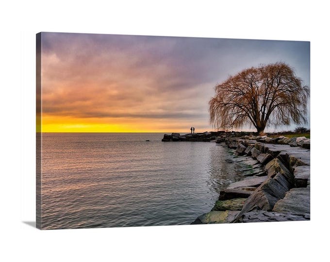 Rendezvous Canvas (Ready to Hang) | Cleveland, OH | Lake Erie | Edgewater Beach | Cleveland Willow | Sunset Art | Sunset Print | Ohio Art