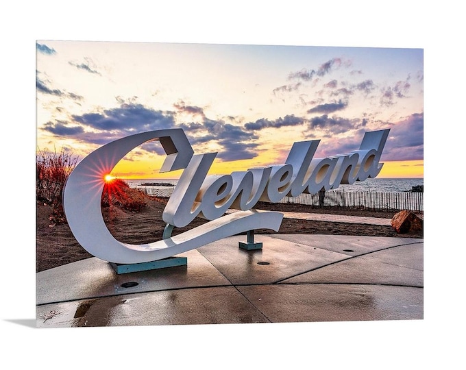 Cleveland Script Sign - Euclid Beach (Horitzontal) | Cleveland Sunset | Cleveland Metroparks | Lake Erie Photos | Lake Erie Art | Great Lake