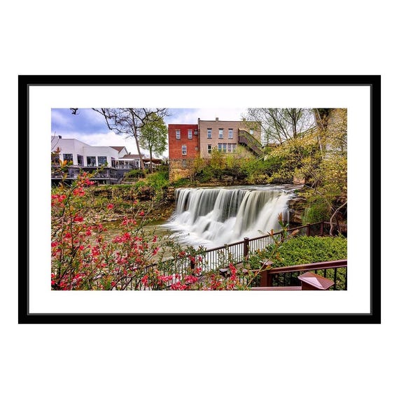 Spring in Chagrin Falls, OH (framed and matted print) | Waterfall Art | Waterfall Photo | Gift for Mom | Gift for Her | Spring Decor