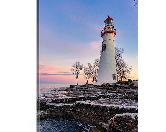 Marblehead Lighthouse Canvas (Ready to Hang) | Lighthouse Wall Art | Beach Wall Art | Sunset Art | Ohio Art | Lake Erie | Lake Erie Coast