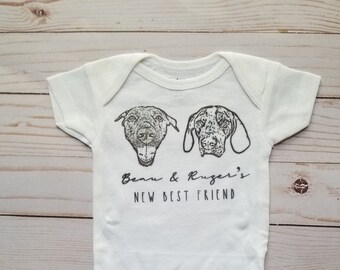 Ritratto di animale domestico personalizzato Baby Onsie / Ritratto di animali domestici / Baby Onsie / Ritratto di cane / Ritratto di cavallo / Ritratto di gatto / Welcome Home Onsie / Custom Onsie