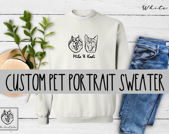 Felpa girocollo in misto pesante unisex con ritratto personalizzato della mamma del cane
