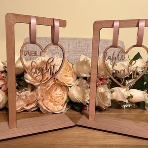 Rustic Wedding Table Numbers | Table Numbers | Laser Cut | Rustic Wedding | Ribbon Hanging Table Numbers | HEARTS