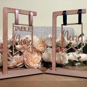 Rustic Wedding Table Numbers | Table Numbers | Laser Cut | Rustic Wedding | Ribbon Hanging Table Numbers | TAGS