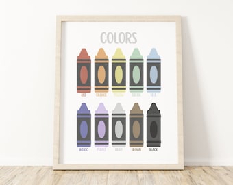 Farben druckbare Wandkunst, pädagogischer Druck, Klassenzimmer Wandkunst, digitaler Download
