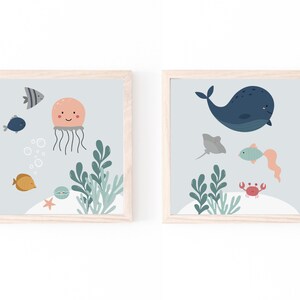 Sea Life Printable Wall Art Set of 2, Under the Sea Nursery Art, Kids ...