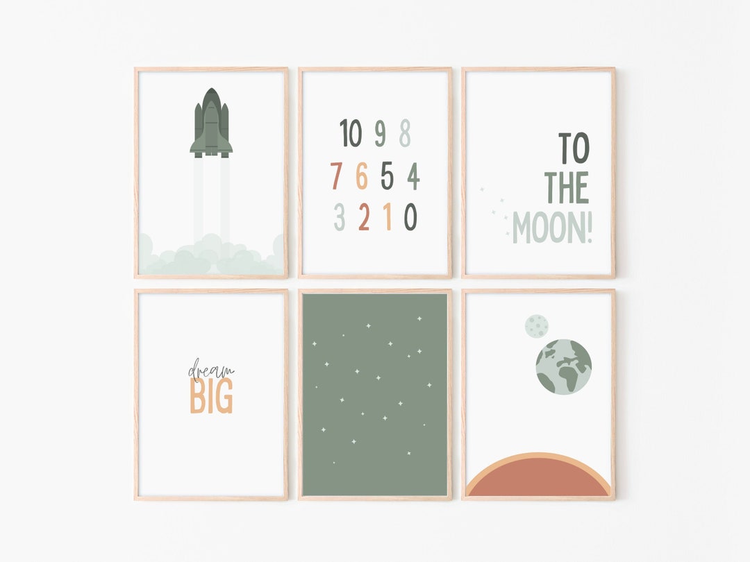 Dream Big Outer Space Printable Wall Art Set of 6, Space Themed Nursery ...