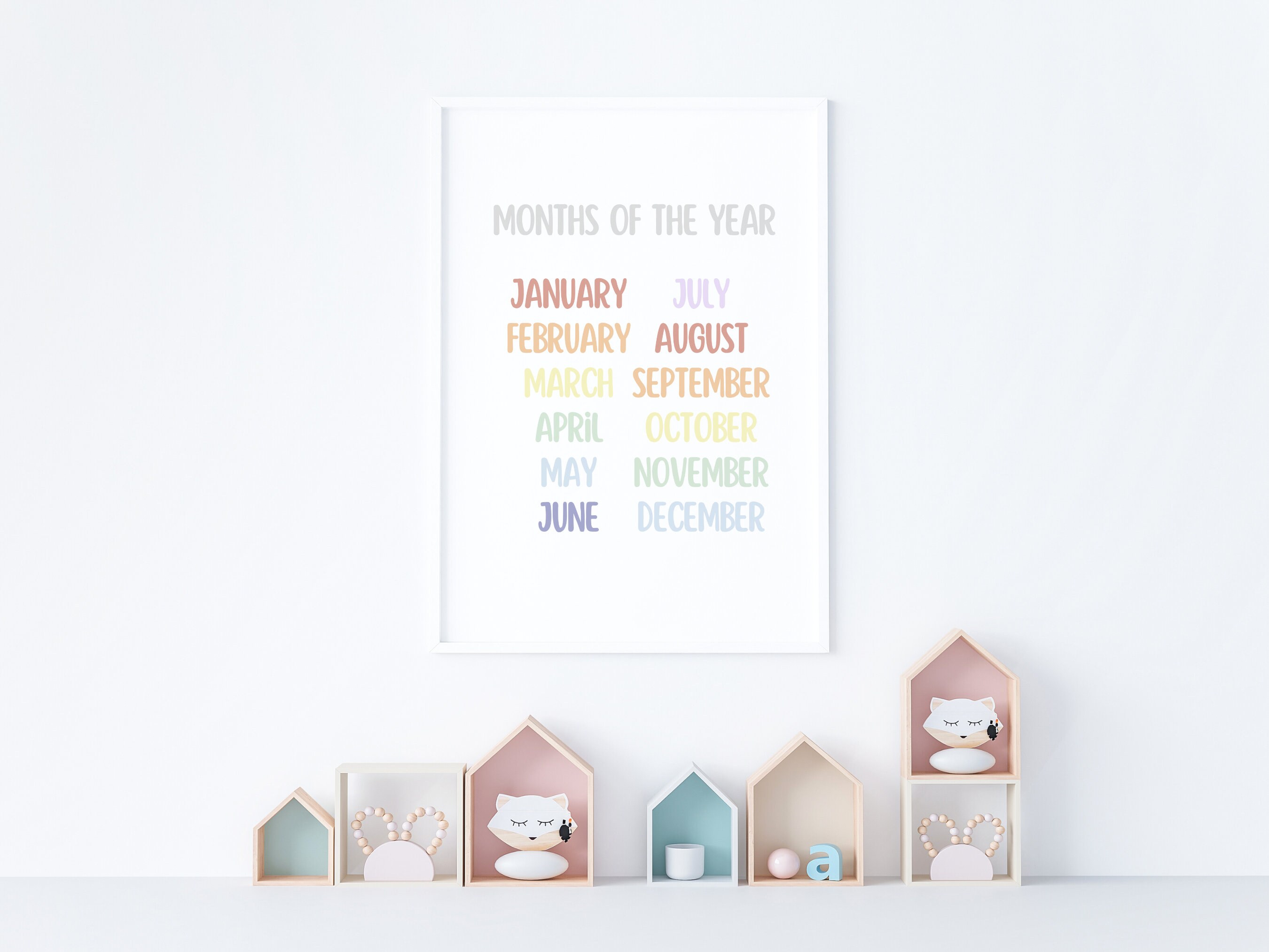 Rainbow Months of the Year Printable Wall Art, Educational Print ...