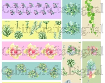 Succulents Pen Wrap Bundle, Floral Epoxy Pen Wrap Design, Waterslide Glitter Pen Wrap Design, Instant Digital Download Files, PNG JPG