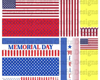Memorial Day Pen Wrap Bundle, Patriotic Epoxy Pen Wrap Design, Waterslide Glitter Pen Wrap Design, Instant Digital Download Files, PNG JPG