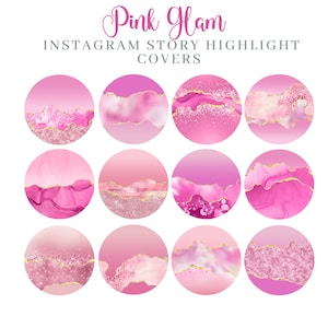 Instagram Story Highlight Covers, Insta Pink Glam Highlight Icons, IG Story, IG Cover, Digital Illustrations, Branding