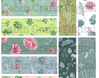 Succulents Pen Wrap Bundle, Floral Epoxy Pen Wrap Design, Waterslide Glitter Pen Wrap Design, Instant Digital Download Files, PNG JPG