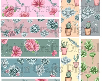 Succulents Pen Wrap Bundle, Floral Epoxy Pen Wrap Design, Waterslide Glitter Pen Wrap Design, Instant Digital Download Files, PNG JPG