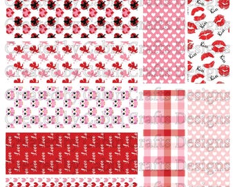 Valentine's Day Pen Wrap Designs, Glitter Pen, Waterslide (Digital Download)