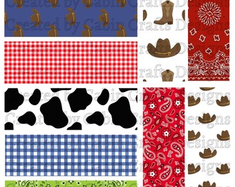 Cowboy Cowgirl Pen Wrap Bundle, Waterslide Glitter Design (Digital Download, PNG JPG)