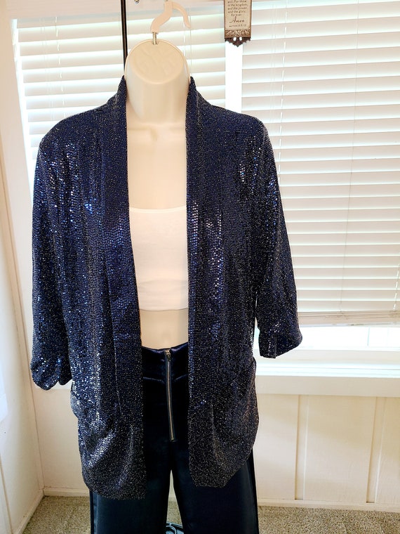 Navy Blue Metallic Blazer