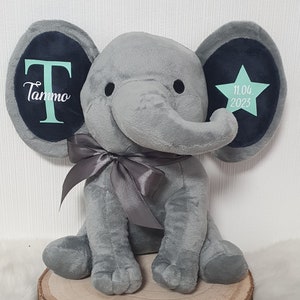 Personalisierter Elefant, Plüschtier, Geschenk zur Geburt, Kuscheltier zur Taufe, Einschulung Bild 8