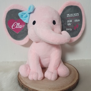 Personalisierter Elefant, Plüschtier, Geschenk zur Geburt, Kuscheltier zur Taufe, Einschulung Bild 9