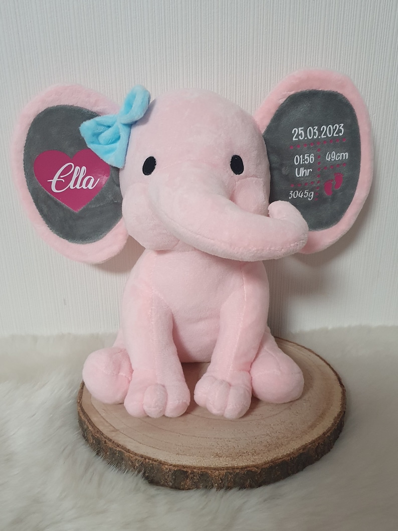 Personalisierter Elefant, Plüschtier, Geschenk zur Geburt, Kuscheltier zur Taufe, Einschulung Bild 9