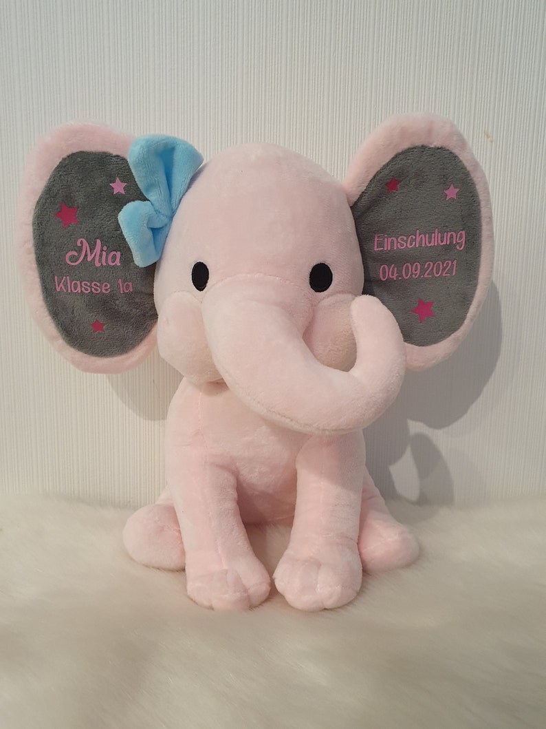 Personalisierter Elefant, Plüschtier, Geschenk zur Geburt, Kuscheltier zur Taufe, Einschulung Bild 5