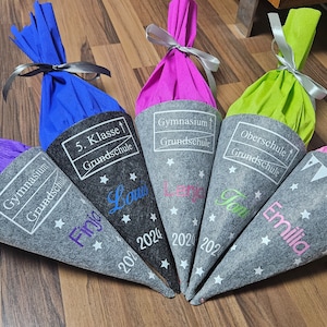 personalisierte Schultüte 5. Klasse,Zuckertüte,Kitatüte, Geschwistertüte mit Namen, Schultüte Gymnasium,Schultüte weiterführende Schule