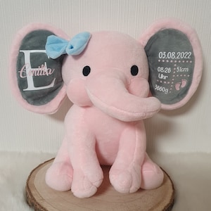 Personalisierter Elefant, Plüschtier, Geschenk zur Geburt, Kuscheltier zur Taufe, Einschulung Bild 7