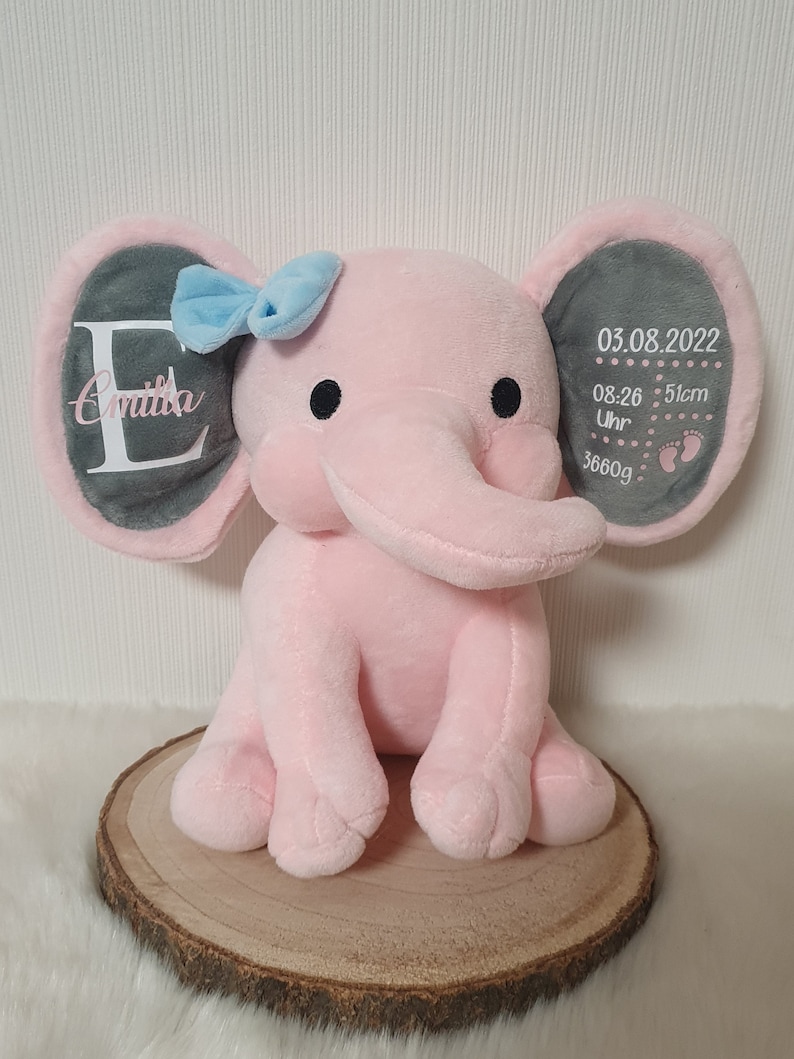 Personalisierter Elefant, Plüschtier, Geschenk zur Geburt, Kuscheltier zur Taufe, Einschulung Bild 7