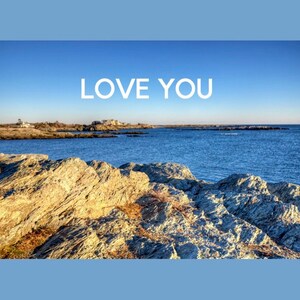 LOVE YOU carte postale numérique PDF imprimable, bordure bleu clair, Newport