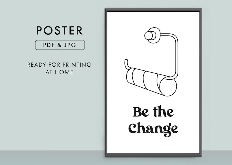 Funny Guest Toilet Poster Empty Toilet Paper Roll Bathroom Image